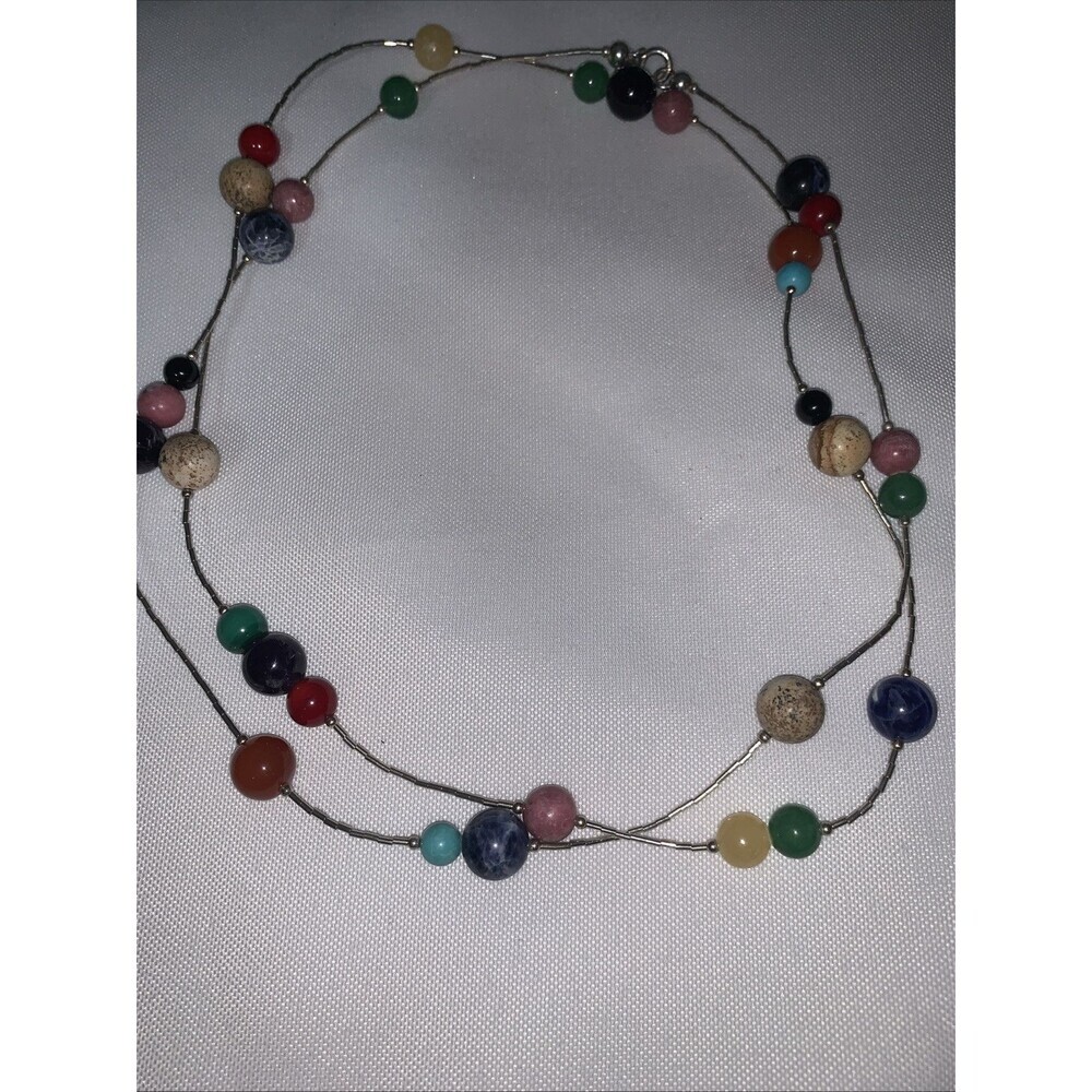 Carolyn Pollack 925 Liquid Sterling Beads Polish Stone Beads Necklace 16-17 Inch - Picture 8 of 9